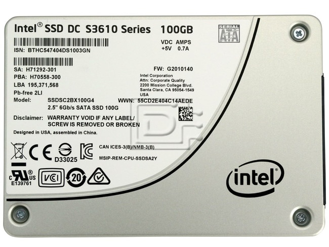 Intel DC S3610 SSDSC2BX100G401 100GB SATA 6Gb/s 2.5 Solid State Drive (SSDSC2BX100G401) thumbnail