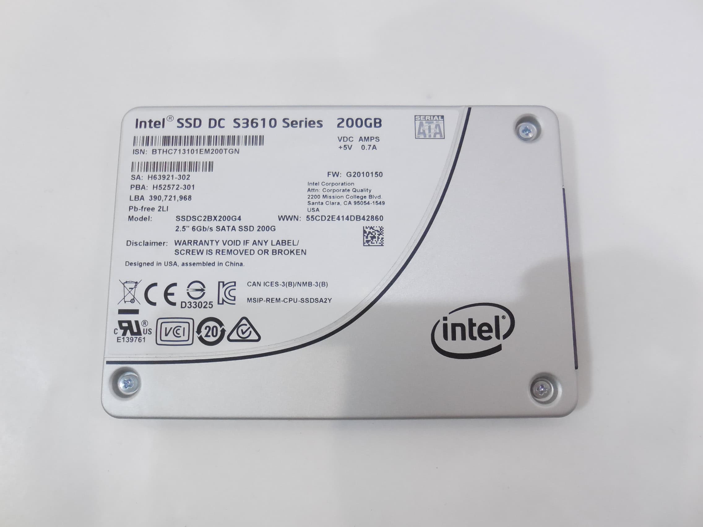 Intel DC S3610 SSDSC2BX200G401 200GB SATA 6Gb/s 2.5 Solid State Drive (SSDSC2BX200G401) thumbnail