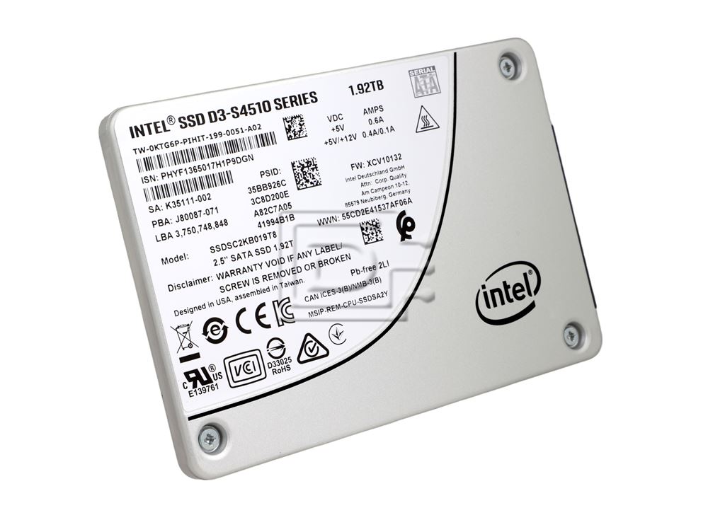 Intel D3-S4510 SSDSC2KB019T801 1.92TB SATA 6Gb/s 2.5 AES 256-bit Solid State Drive (SSDSC2KB019T801) thumbnail