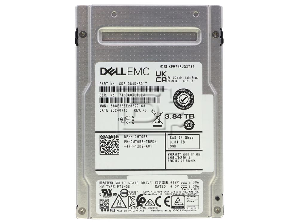 Kioxia PX05SRB384Y 3.84TB 1 DWPD SAS-3 12Gb/s Read Intensive MLC 2.5in Solid State Drive (0XCRDV) thumbnail