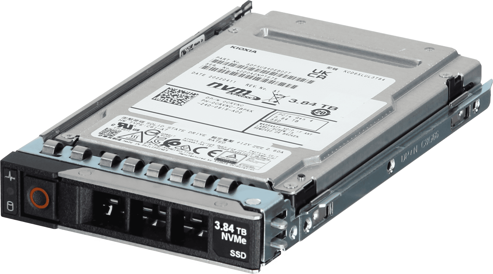 Kioxia CD6-R KCD6XLUL3T84 3.84TB 1 DWPD PCIe Gen 4.0 x4 8GB/s 3D TLC U.2 NVMe 2.5in SSD (KCD6XLUL3T84) thumbnail