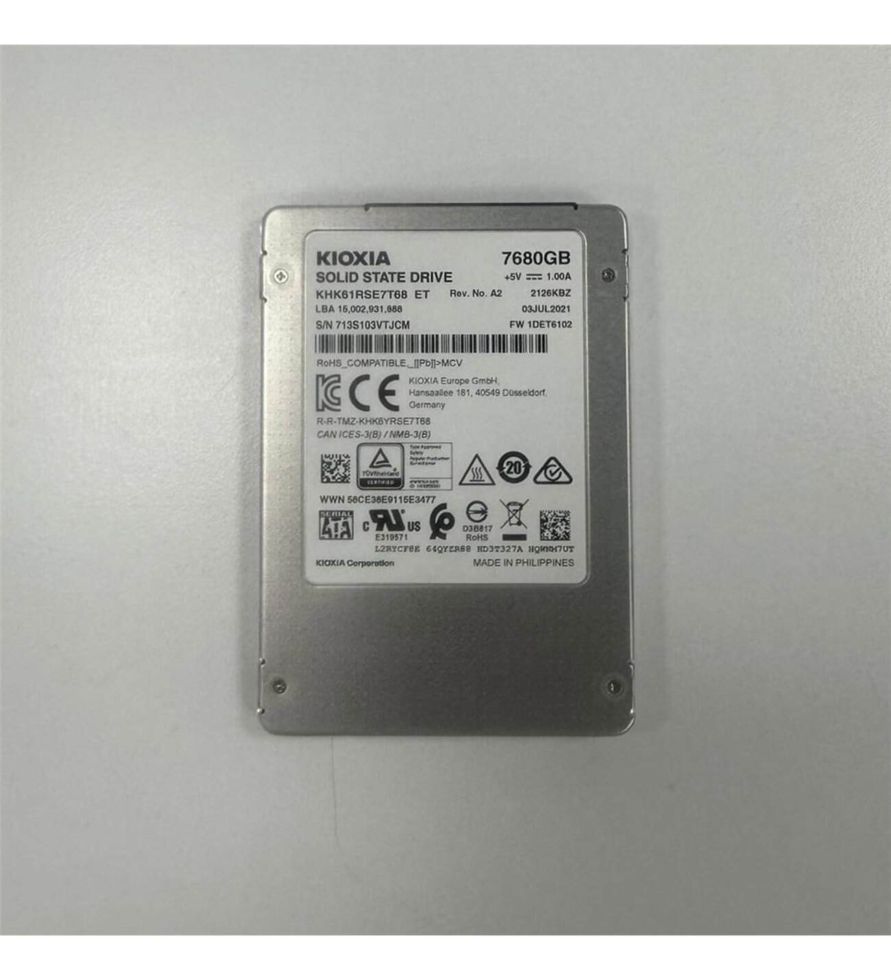 Kioxia HK6 KHK61RSE7T68 7.68TB SATA 6Gb/s 2.5 Read Intensive Solid State Drive (KHK61RSE7T68) thumbnail