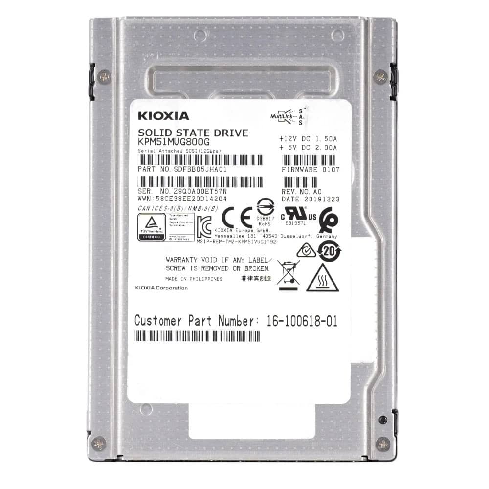 Kioxia PM5 KPM51MUG800G 800GB SAS 12Gb/s 2.5 Write Intensive Solid State Drive (KPM51MUG800G) thumbnail