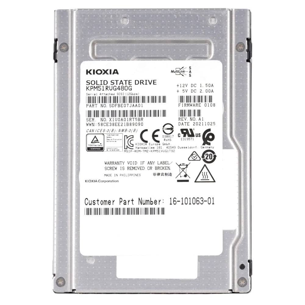 Kioxia PM5 KPM51RUG480G 480GB SAS 12Gb/s 2.5 Read Intensive Solid State Drive (KPM51RUG480G) thumbnail