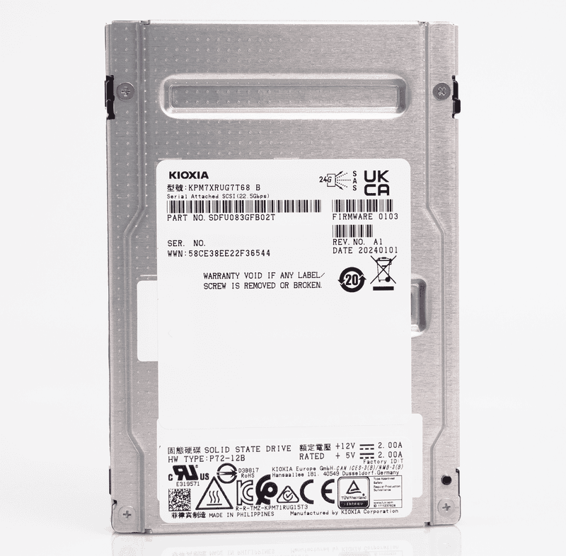 Kioxia PM7-R KPM7XRUG7T68 7.68TB 1 DWPD SAS-4 25Gb/s Read Intensive TLC 2.5in Enterprise Solid State Drive (KPM7XRUG7T68) thumbnail