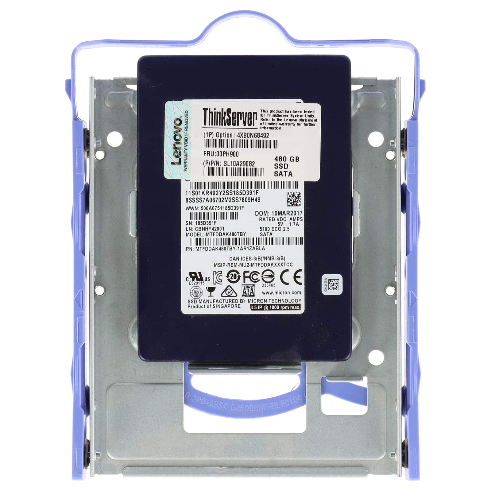 Lenovo 5100 Eco MTFDDAK480TBY-1AR1ZAB 01PE417 480GB SATA 6Gb/s 2.5in Solid State Drive (MTFDDAK480TBY) thumbnail