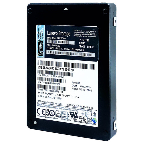 Lenovo PM1643 MZILT7T6HMLA 01KP062 7.68TB SAS 12Gb/s 2.5in Solid State Drive (MZILT7T6HMLA) thumbnail