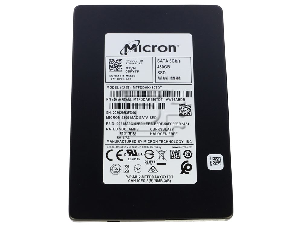 Micron HP/Micron 5100 MAX MTFDDAK480TCC 480GB 3D TLC SATA 6Gb/s 2.5 SSD (MTDFDDAK480TCC-REF) thumbnail