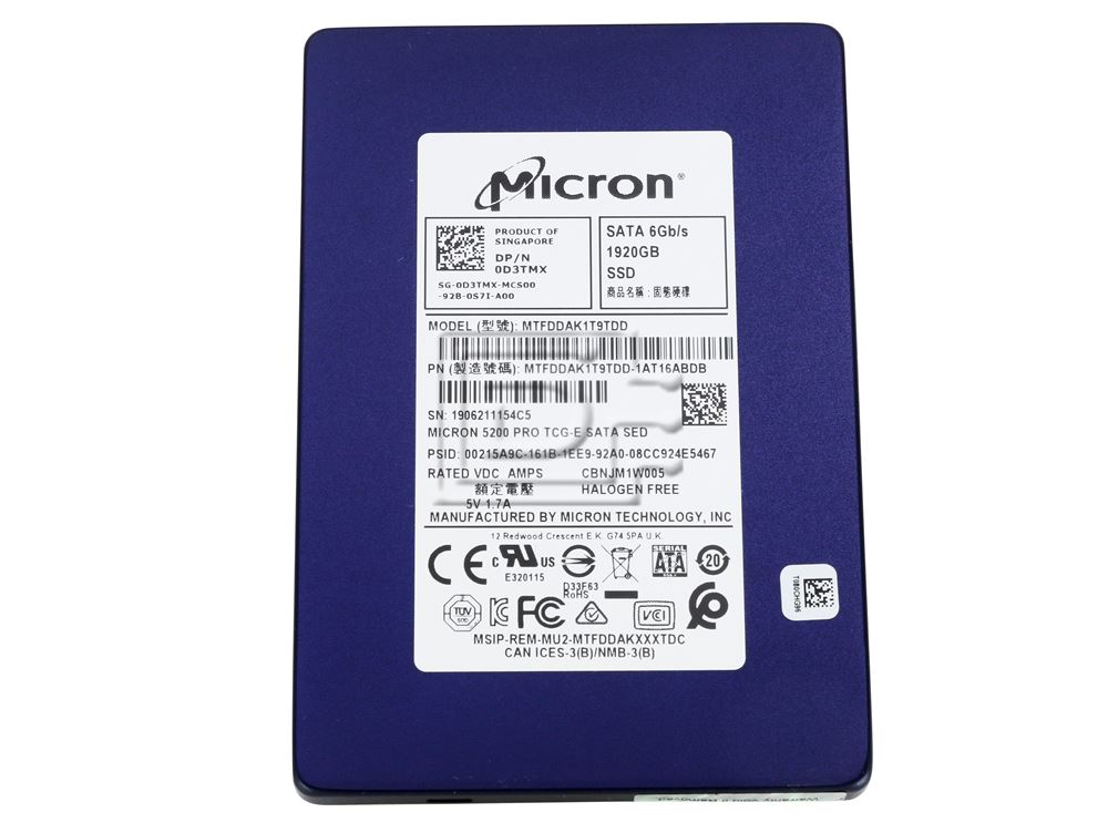 Micron 5200 Pro MTFDDAK1T9TDD 1.92TB SATA 6Gb/s 2.5in Solid State Drive (MTFDDAK1T9TDD) thumbnail