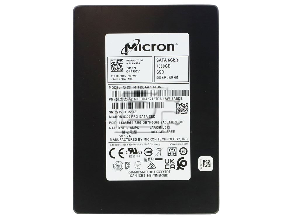 Micron 5300 Pro MTFDDAK7T6TDS-1AW15AB 7.68TB SATA 6Gb/s 2.5in Refurbished SSD (MTFDDAK7T6TDS-REF) thumbnail