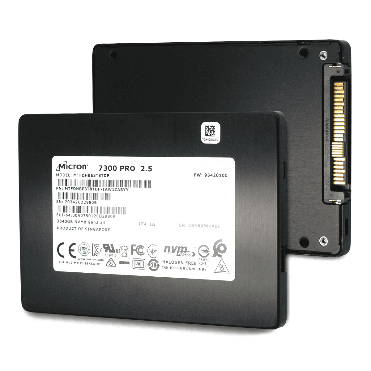 Micron 7300 Pro MTFDHBE3T8TDF-1AW1ZABYY 3.84TB PCIe Gen 3.0 x4 4GB/s 3D TLC U.2 2.5in Solid State Drive (MTFDHBE3T8TDF) thumbnail