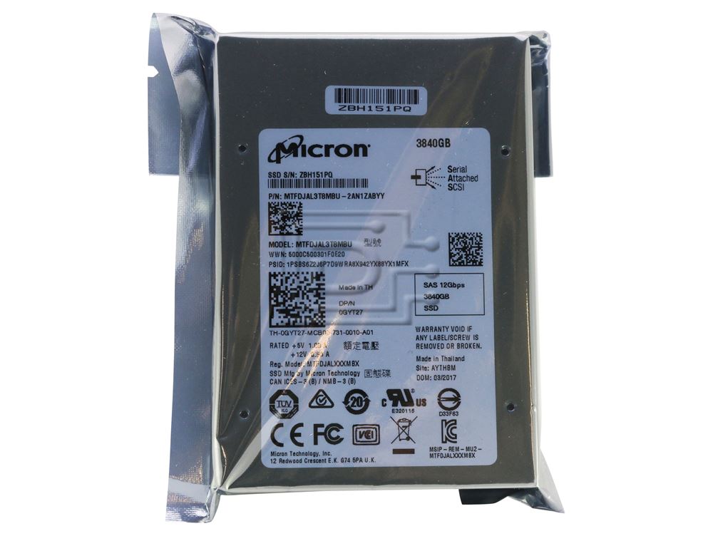 Micron S630DC MTFDJAL3T8MBT 3.84TB SAS 12Gb/s 2.5 Solid State Drive (MTFDJAL3T8MBT) thumbnail