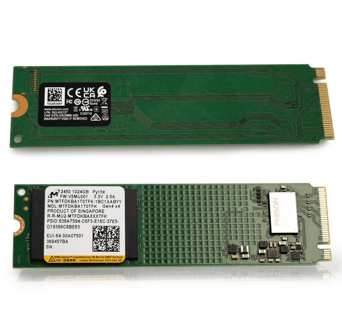 Micron 2450 MTFDKBA1T0TFK 1TB 600TB TBW PCIe Gen 4.0 x4 8GB/s NVMe M.2 2280 in Solid State Drive (MTFDKBA1T0TFK) thumbnail