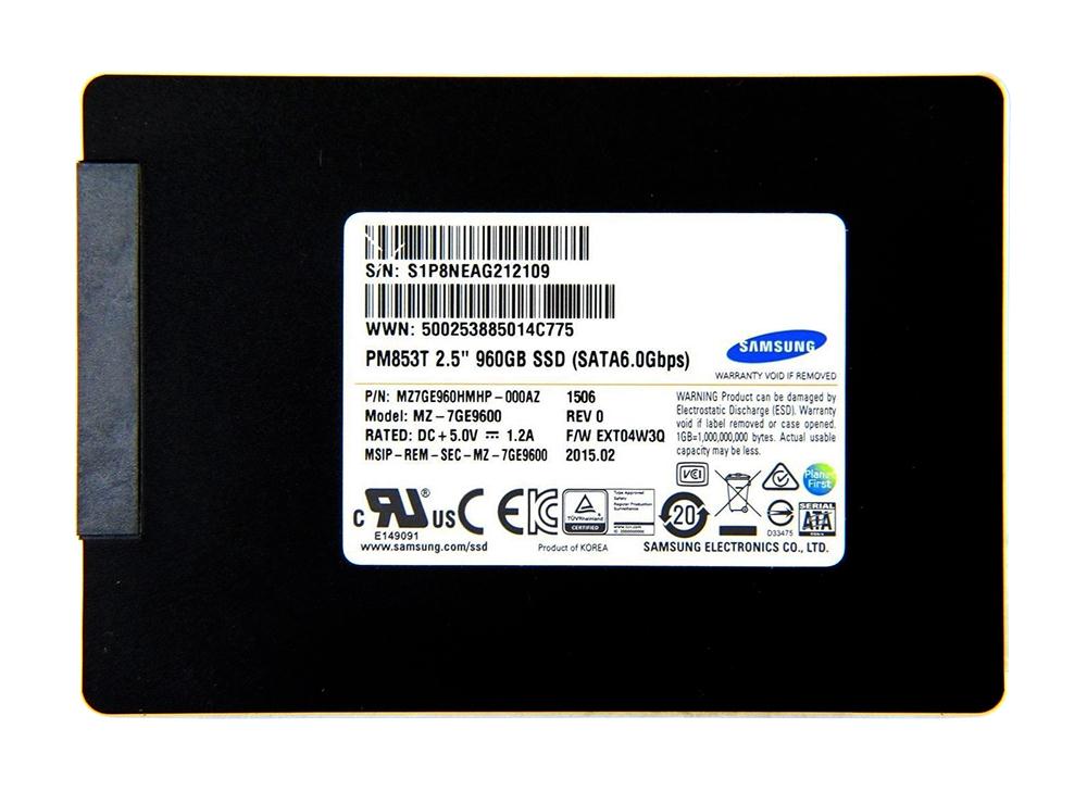 Samsung PM853T MZ-7GE9600 960GB SATA 6Gb/s 2.5 Solid State Drive (MZ7GE960HMHP-MZ7GE9600) thumbnail