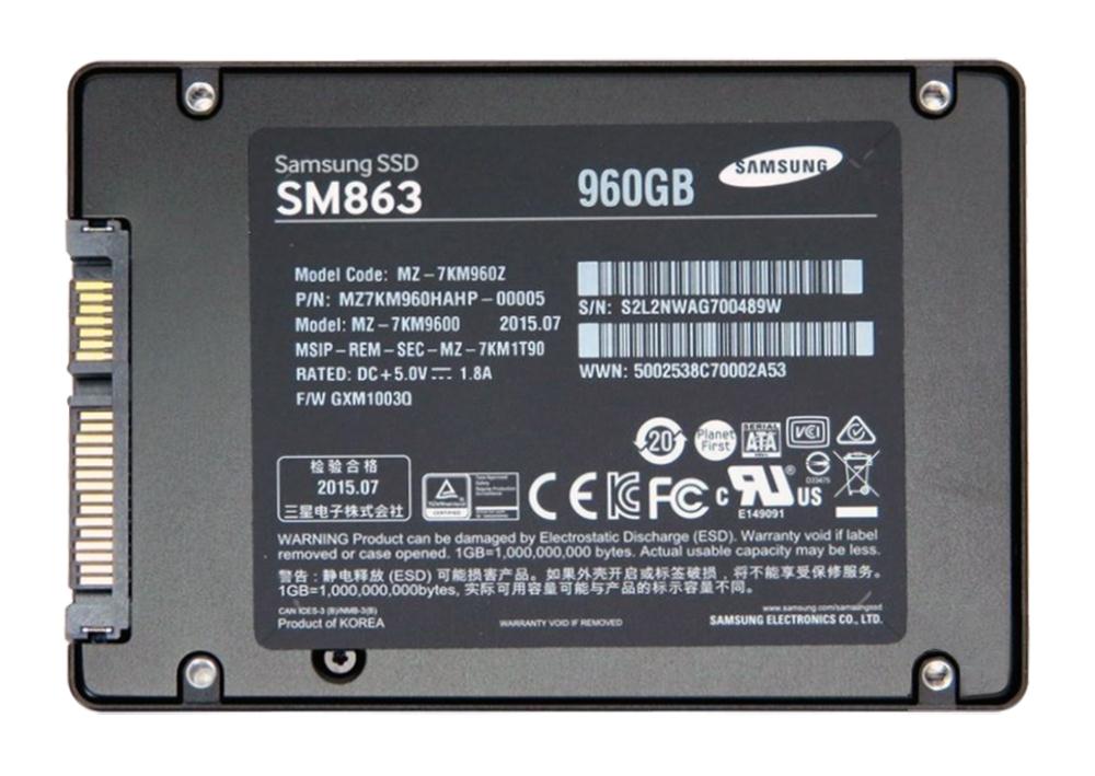 Samsung SM863 MZ-7KM9600 960GB SATA 6Gb/s 2.5 Solid State Drive (MZ7KM960HAHP-MZ7KM9600) thumbnail