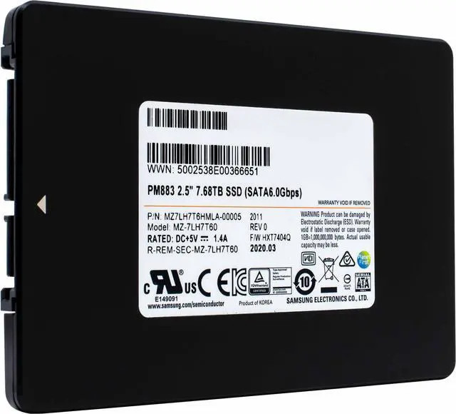 Samsung PM883 MZ-7LH7T60 7.68TB SATA 6Gb/s 2.5 Solid State Drive (MZ7LH7T6HMLA-MZ7LH7T60) thumbnail