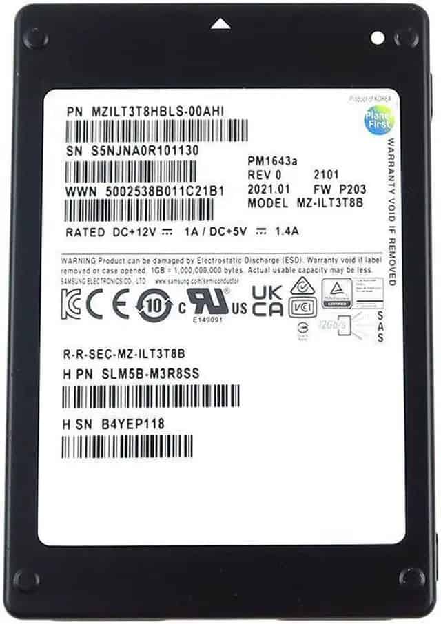 Samsung PM1633a MZILS3T8B 3.84TB SAS 12Gb/s TLC 2.5in Solid State Drive (MZILS3T8B) thumbnail