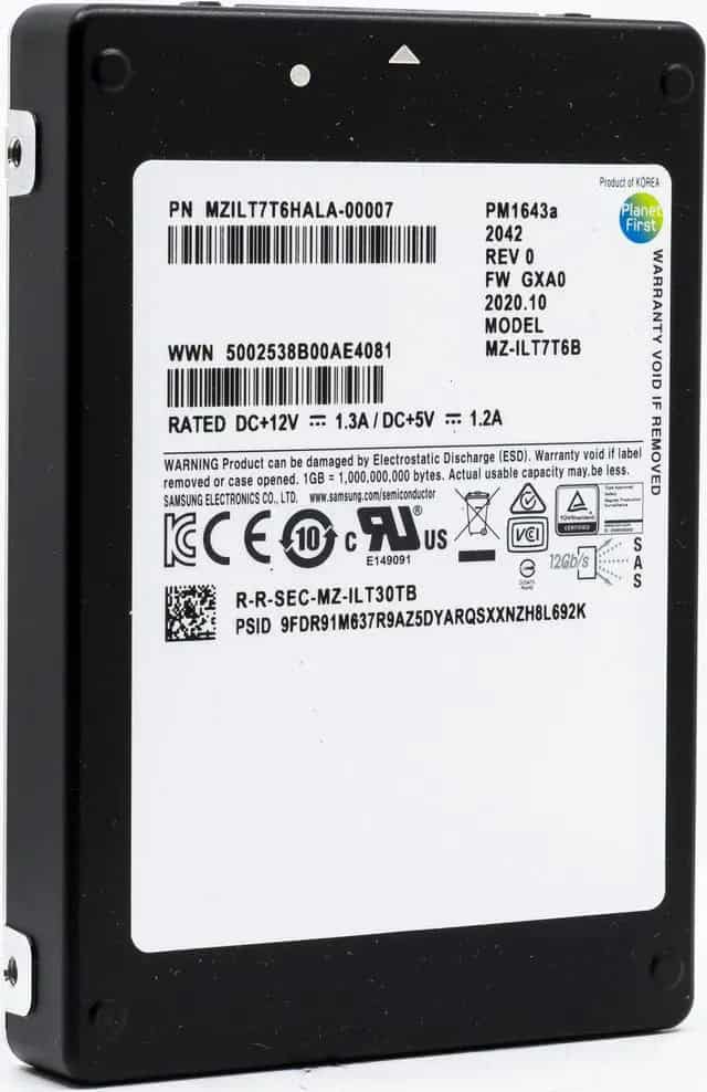 Samsung PM1643a MZILT7T6HALA MZ-ILT7T6B 7.68TB SAS 12Gb/s 3D TLC 2.5in Solid State Drive (MZILT7T6HALA) thumbnail