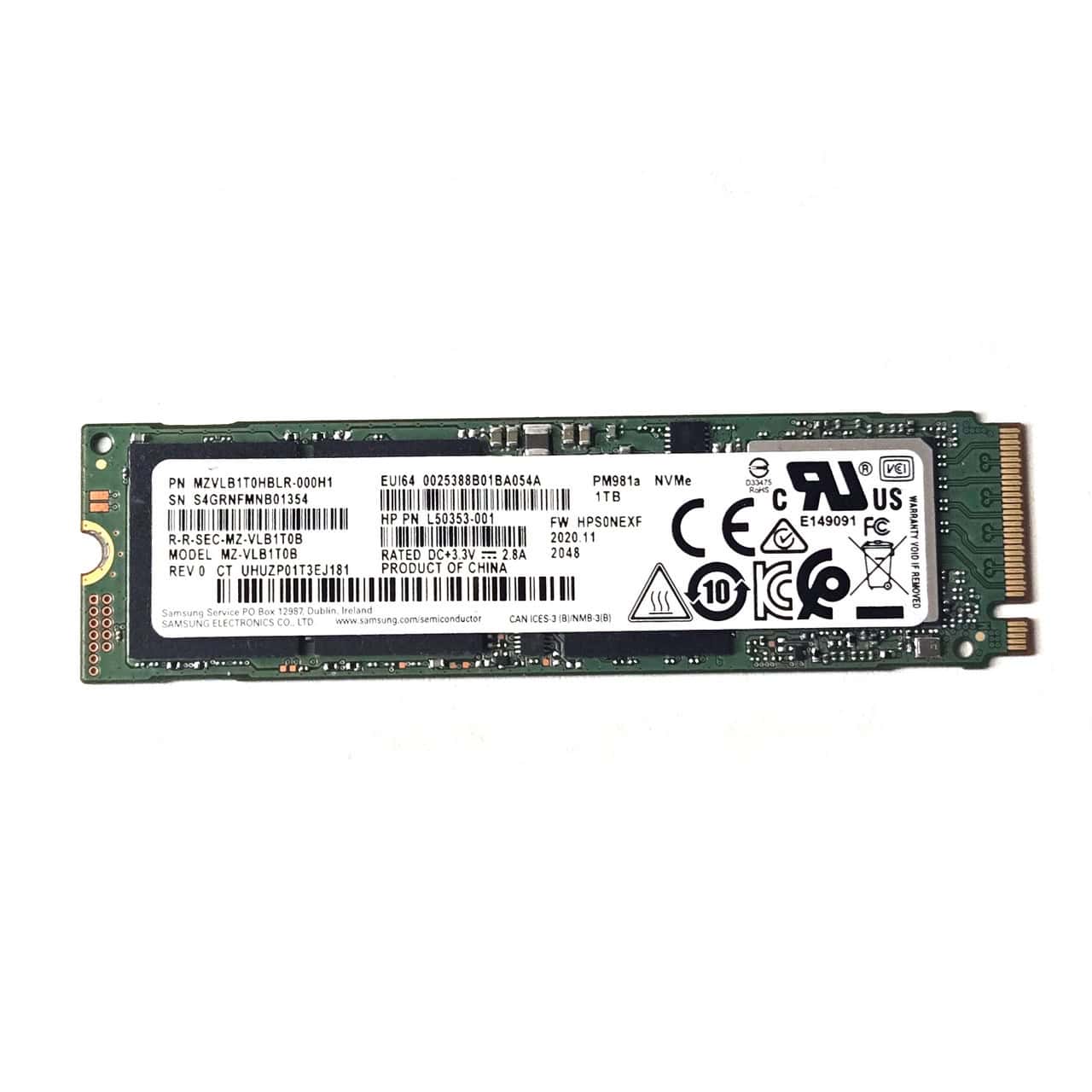 Samsung 970 EVO Plus MZVLB1T0HBLR 1TB 600 TBW PCIe Gen 3.0 x4 4GB/s 3D TLC NVMe M.2 2280 SSD (MZVLB1T0HBLR) thumbnail