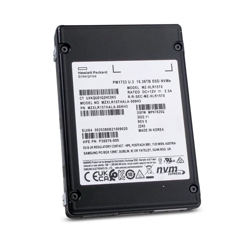 Samsung / HPE PM1733 MZXLR15THALA P36976-005 15.36TB PCIe Gen 4.0 x4 8GB/s U.3 NVMe 2.5in Refurbished SSD (MZXLR15THALA-REF) thumbnail