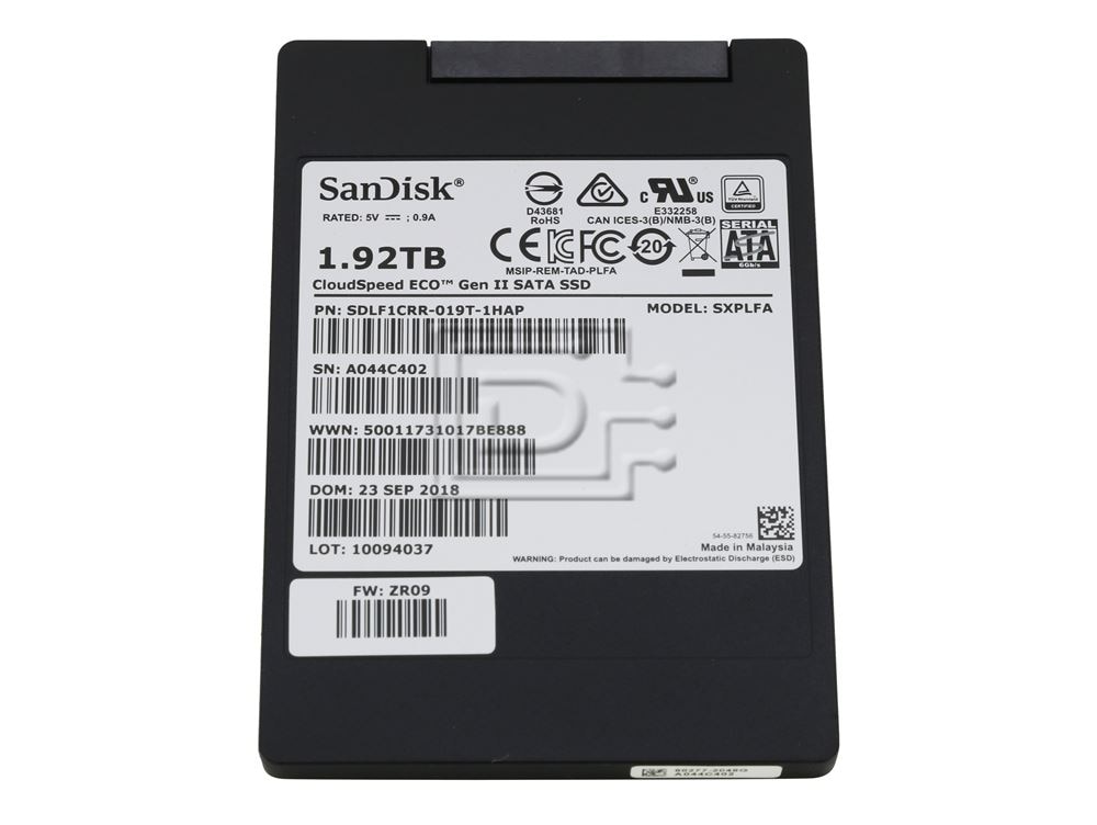 SanDisk CloudSpeed Eco Gen. II SDLF1CRR-019T-1HA1 1.92TB SATA 6Gb/s 2.5 SSD (SDLF1CRR-REF) thumbnail