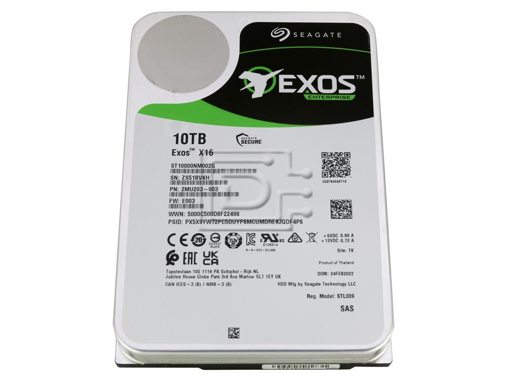 Seagate Exos X16 ST10000NM002G 10TB 7.2K RPM SAS 12Gb/s 512e 256MB 3.5in HDD (ST10000NM002G) thumbnail