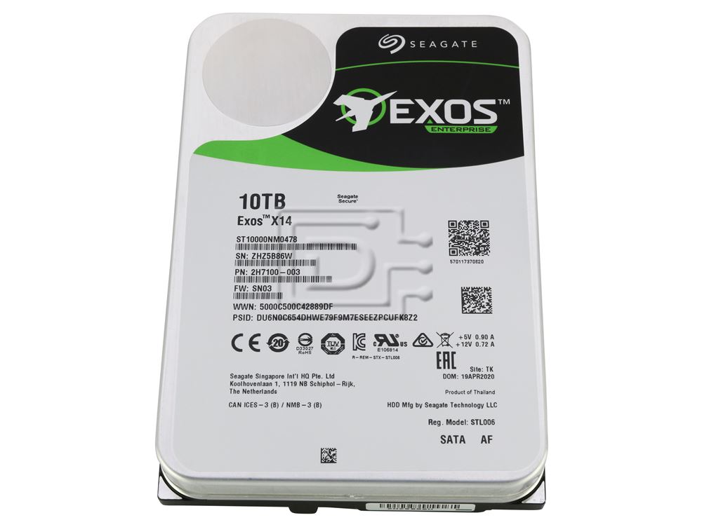 Seagate Exos X14 ST10000NM0478 10TB 7.2K RPM SATA 6Gb/s 512e 3.5in Hard Drive (ST10000NM0478) thumbnail