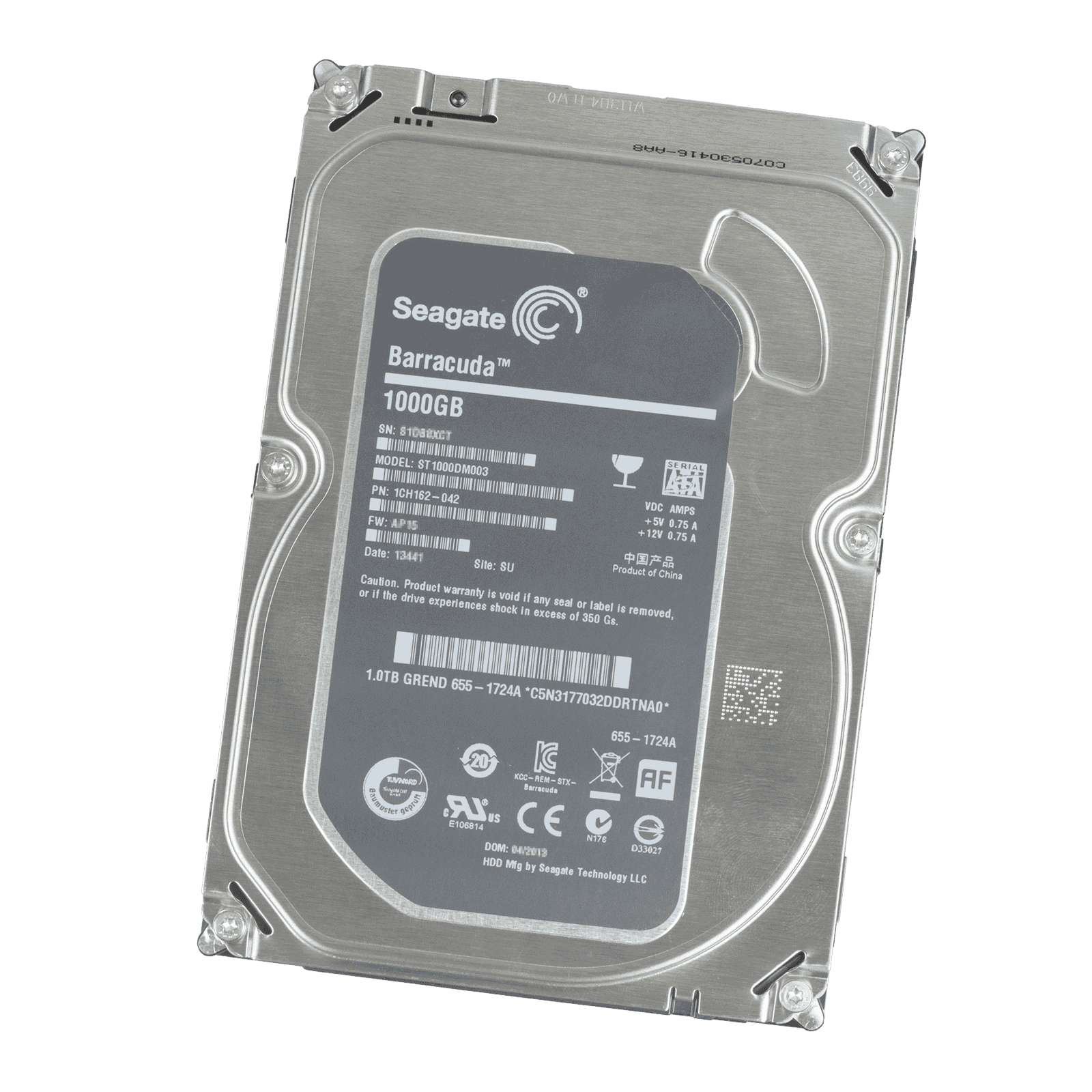 Seagate Barracuda Desktop HDD ST1000DM003 1TB 7.2K RPM SATA 6Gb/s 3.5in Hard Drive (ST1000DM003) thumbnail