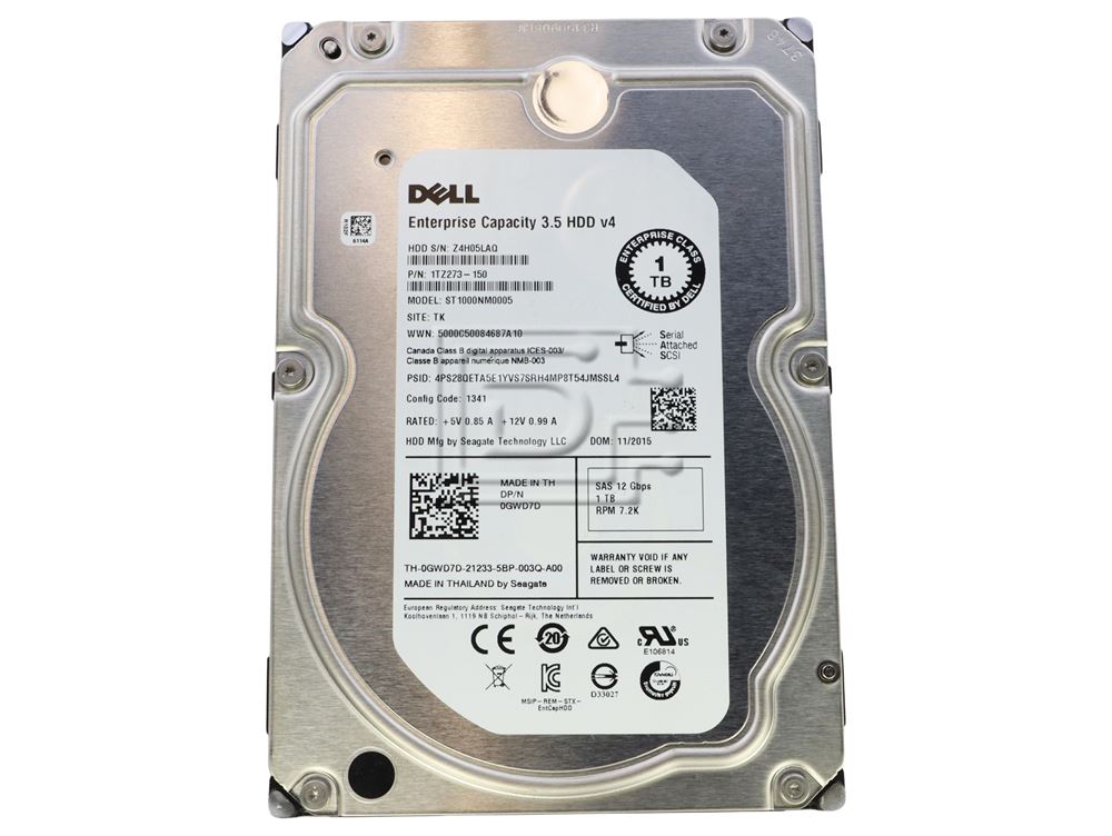Seagate Dell / Seagate Enterprise Capacity ST1000NM0005 1TB 7.2K RPM SAS 12Gb/s 512n 3.5in Hard Drive (ST1000NM0005) thumbnail