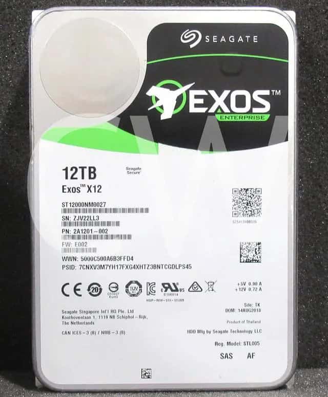 Seagate Exos X12 ST12000NM0027 12TB 7.2K RPM SAS 12Gb/s 512e/4Kn 256MB 3.5 FastFormat Hard Drive (ST12000NM0027) thumbnail