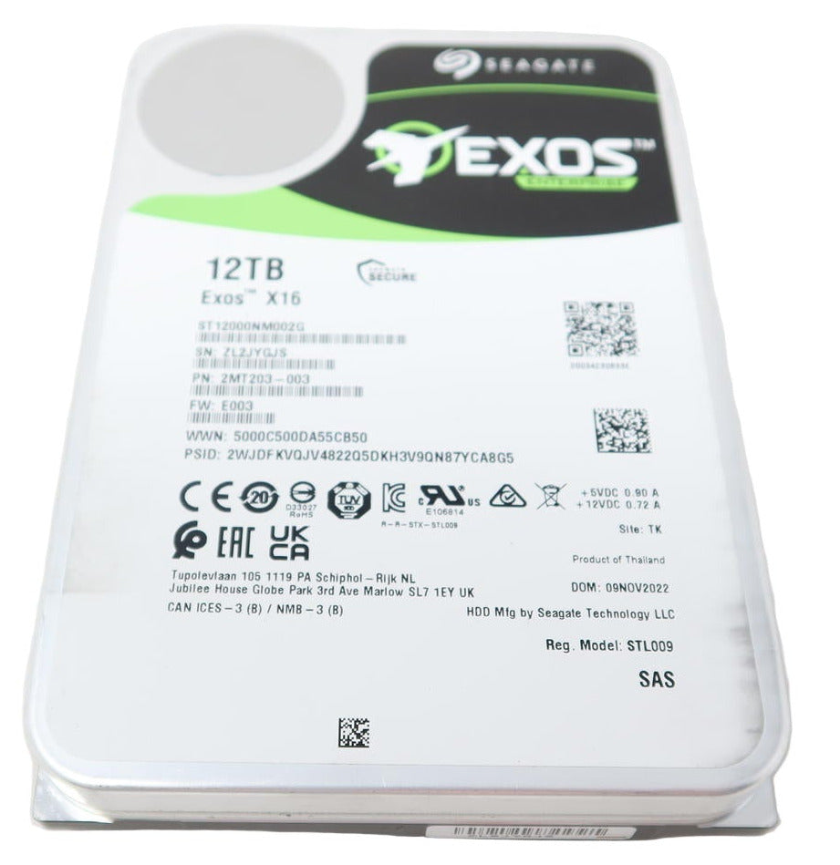 Seagate Exos X16 ST12000NM002G 12TB 7.2K RPM SAS 12Gb/s 512e/4Kn 3.5in Hard Drive (ST12000NM002G) thumbnail