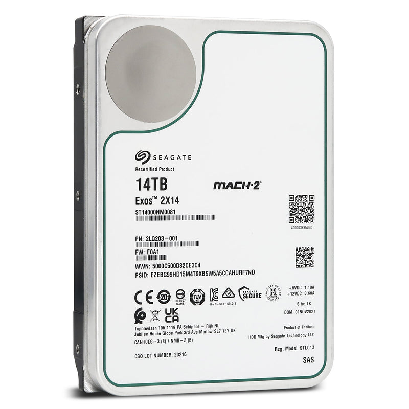 Seagate Exos 2X14 ST14000NM0081 2LQ203-001 14TB (2x 7TB) 7.2K RPM SAS 12Gb/s 512e MACH.2 3.5in Hard Drive (ST14000NM0081) thumbnail
