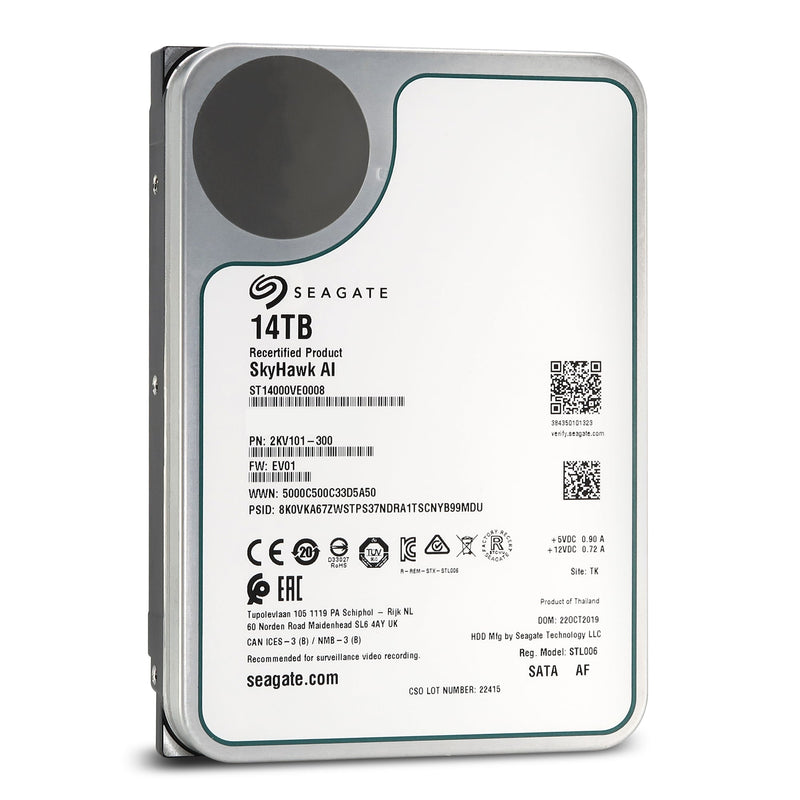 Seagate SkyHawk Surveillance ST14000VE0008 14TB 7.2K RPM SATA 6Gb/s 512e 3.5in Hard Drive (ST14000VE0008) thumbnail