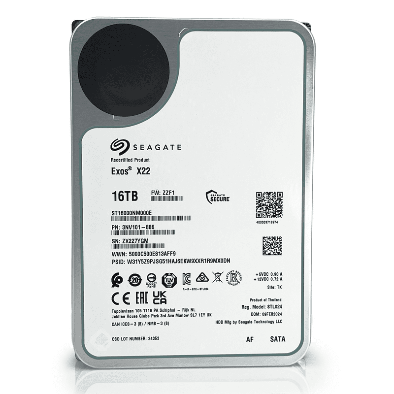 Seagate Exos X22 ST16000NM000E 16TB 7.2K RPM SATA 6Gb/s 512e FastFormat 3.5in Hard Drive (ST16000NM000E) thumbnail