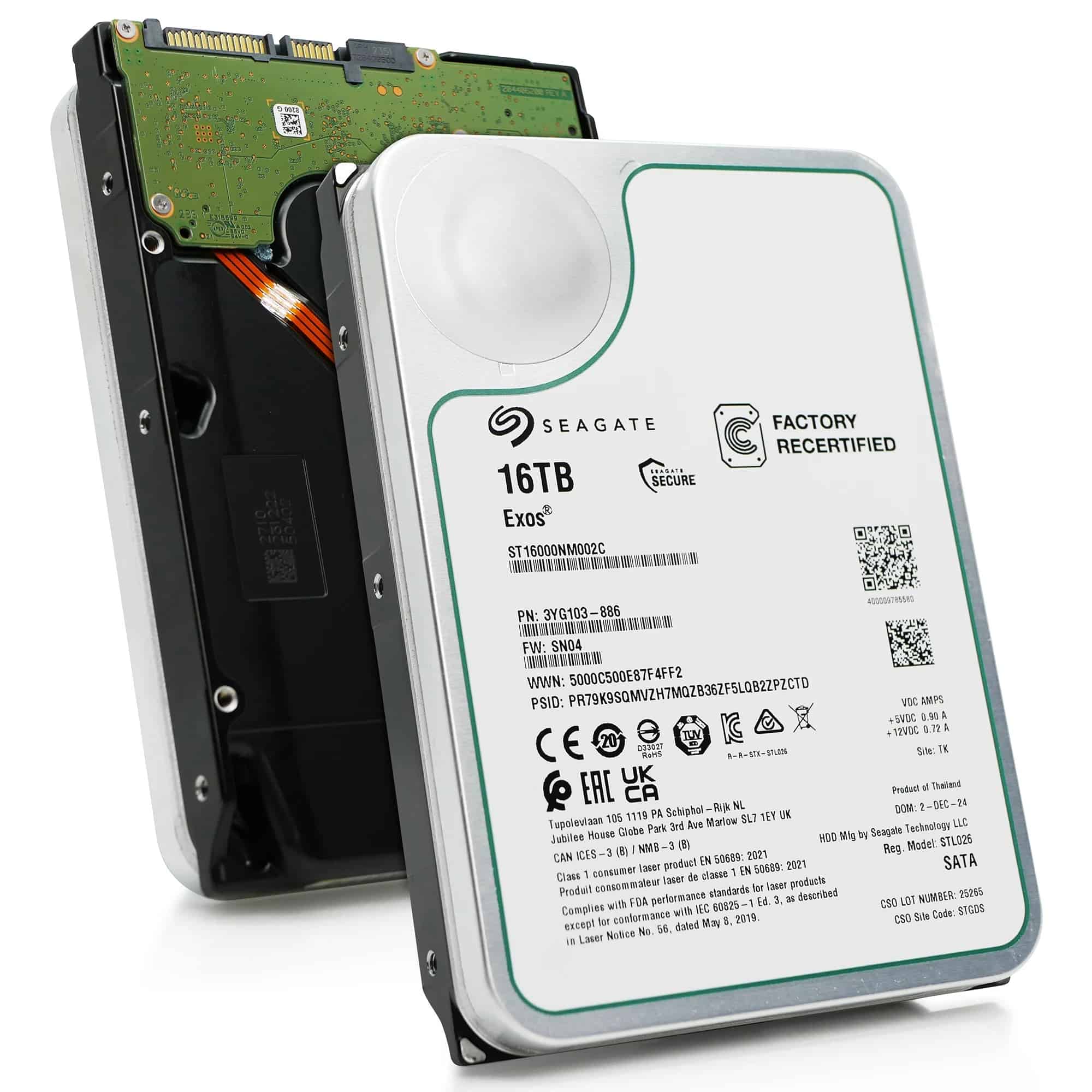 Seagate Exos X16 ST16000NM002C 16TB 7.2K RPM SATA 6Gb/s 512e 3.5in Hard Drive EU (ST16000NM002C_NB) thumbnail