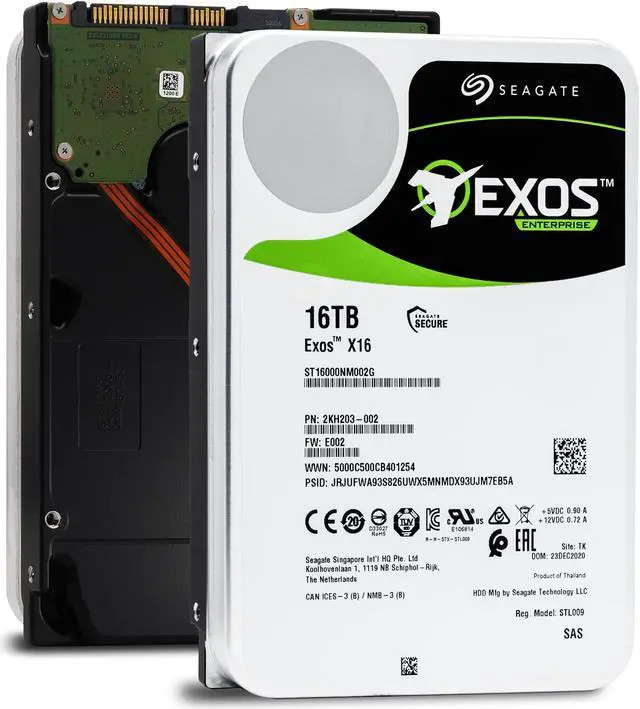 Seagate Exos X16 ST16000NM002G 16TB 7.2K RPM SAS 12Gb/s 512e/4Kn 3.5in Hard Drive (ST16000NM002G) thumbnail