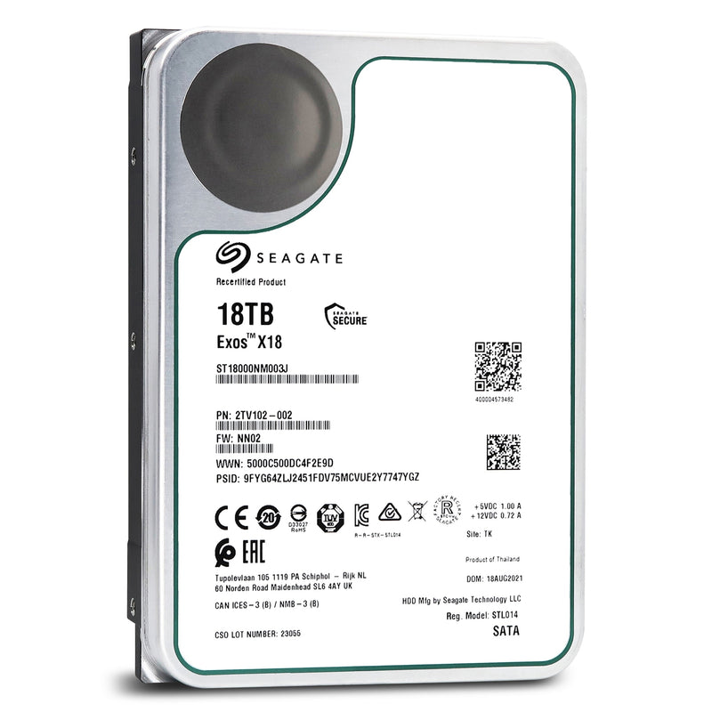 Seagate Exos X18 ST18000NM003J 2TV102-002 18TB 7.2K RPM SATA 6Gb/s 4Kn 3.5in Hard Drive (ST18000NM003J) thumbnail