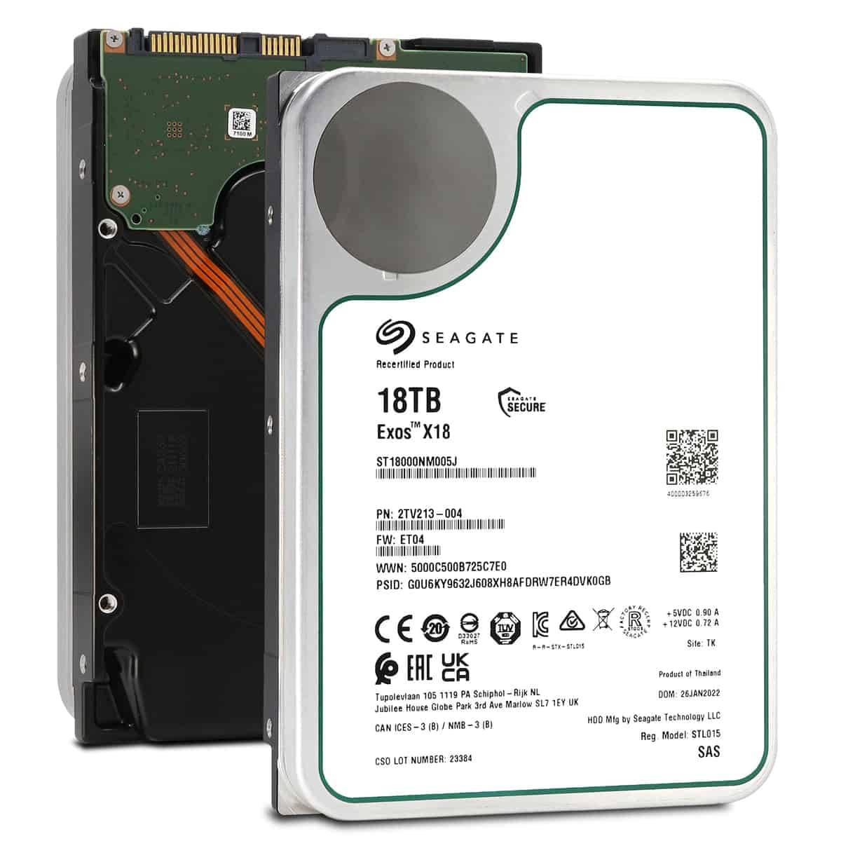 Seagate Exos X18 ST18000NM005J 18TB 7.2K RPM SAS 12Gb/s 512e SED 3.5in Hard Drive (ST18000NM005J) thumbnail