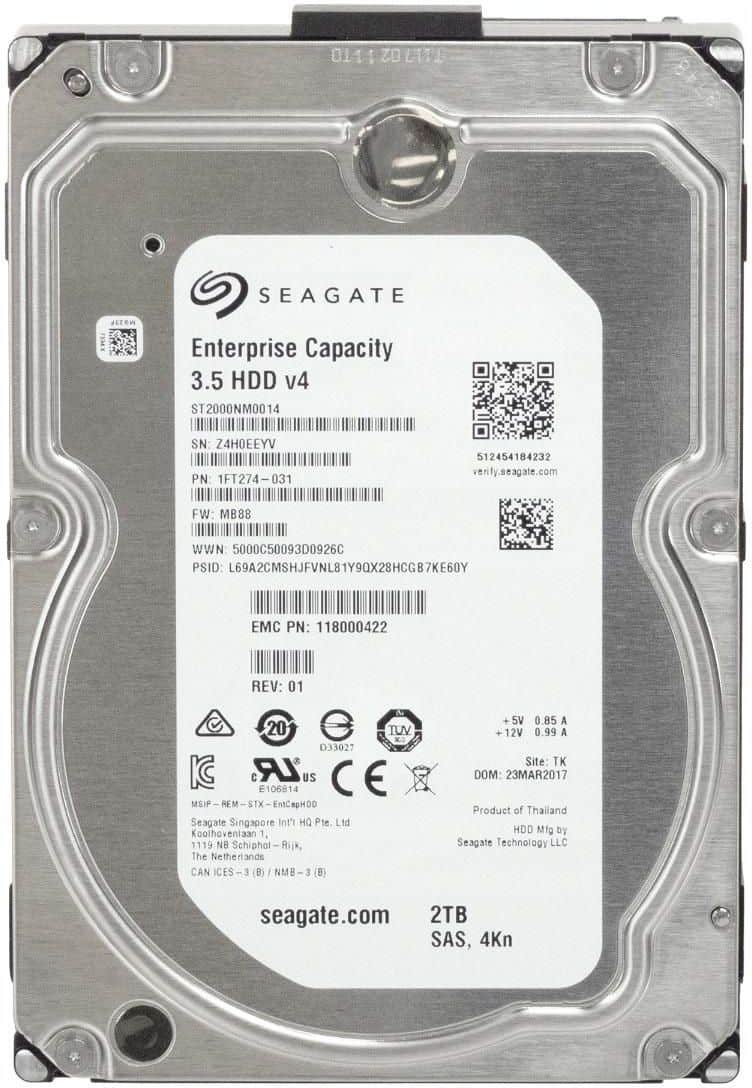 Seagate Enterprise Capacity ST2000NM0014 2TB 7.2K RPM SAS 12Gb/s 128MB 3.5 Hard Drive (ST2000NM0014) thumbnail