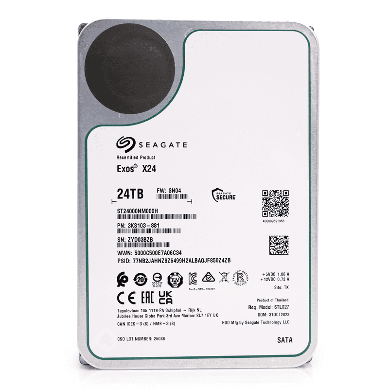 Seagate Exos ST24000NM000H 24TB 7.2K RPM SATA 6Gb/s 512e CMR 3.5in Hard Drive (ST24000NM000H) thumbnail