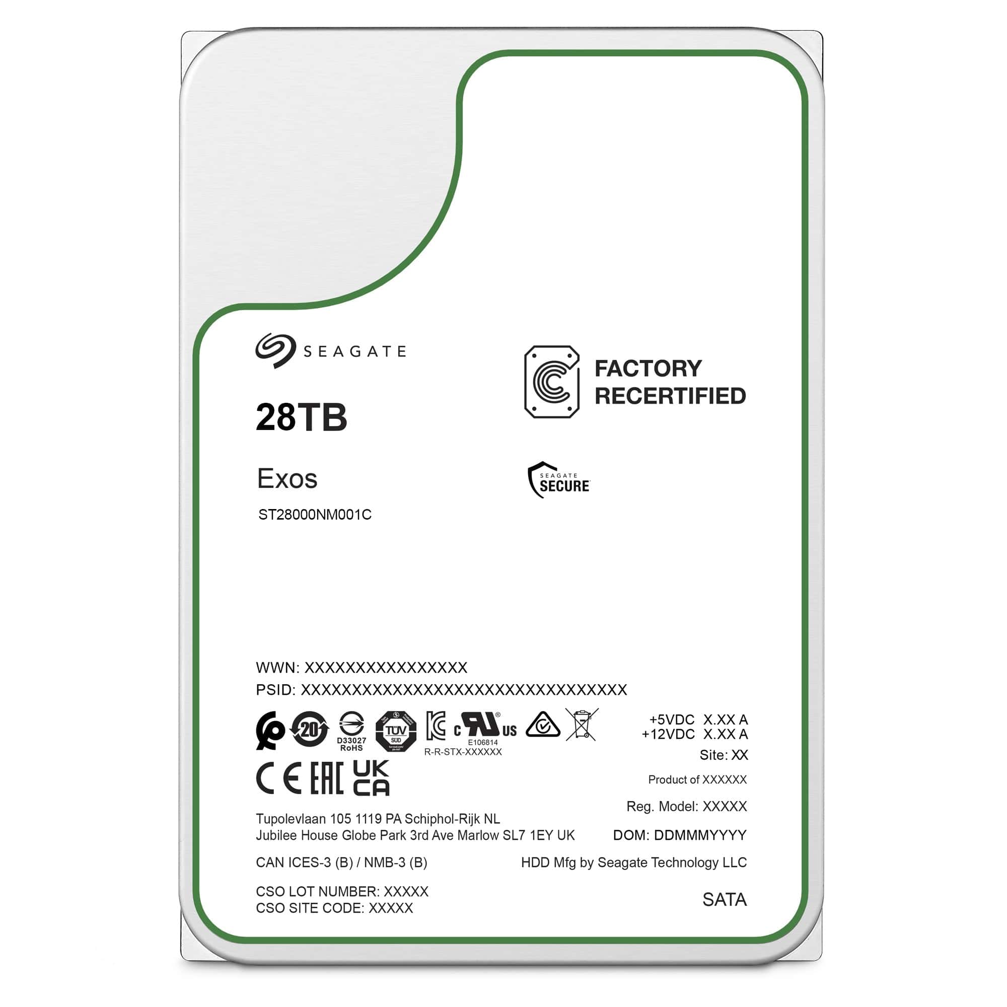 Seagate Exos ST28000NM001C 28TB 7.2K RPM SATA 6Gb/s 512e 512MB 3.5in HDD (ST28000NM001C) thumbnail