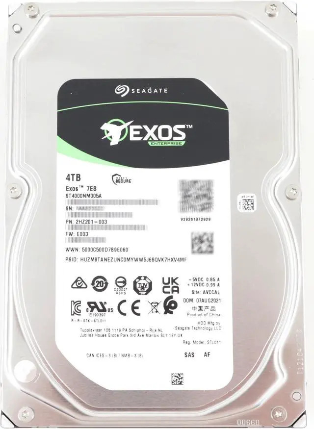 Seagate Exos 7e8 ST4000NM005A 4TB 7.2K RPM SAS 12Gb/s 512e 3.5in Hard Drive (ST4000NM005A) thumbnail