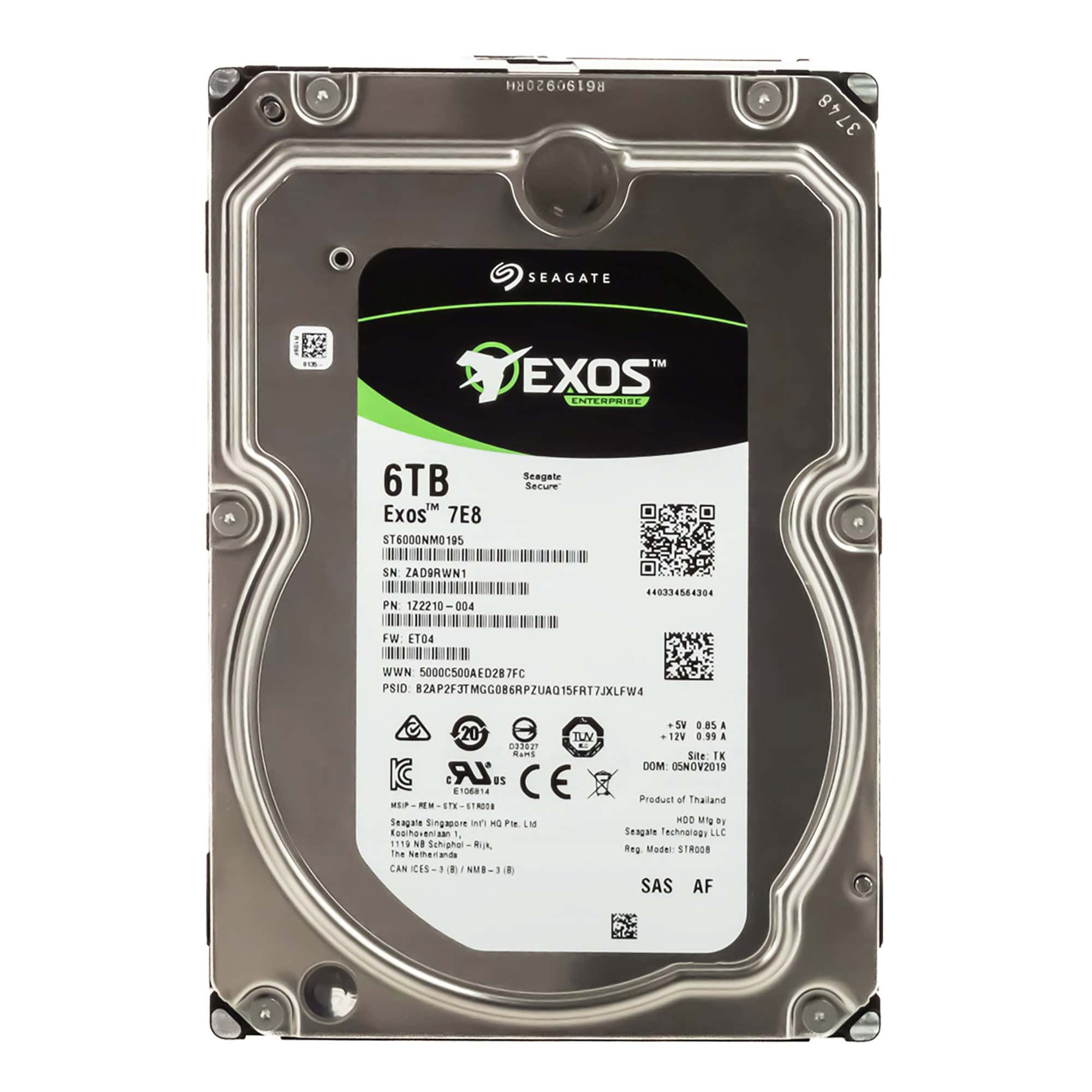 Seagate Exos 7E8 ST6000NM0195 6TB 7.2K RPM SAS 12Gb/s 512e 256MB 3.5 SED Hard Drive (ST6000NM0195) thumbnail