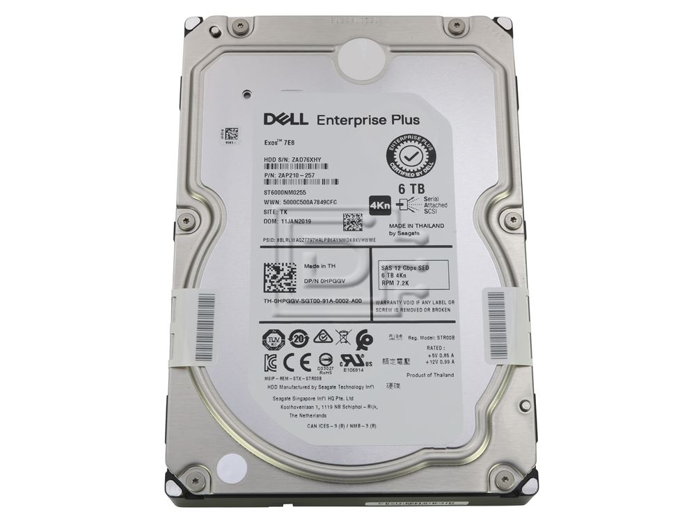 Seagate Exos 7E8 ST6000NM0255 6TB 7.2K RPM SAS 12Gb/s 4Kn 256MB 3.5 SED-FIPS Hard Drive (ST6000NM0255) thumbnail