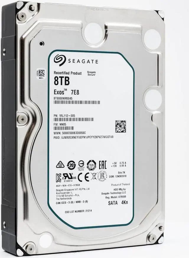 Seagate Exos 7E8 ST8000NM0045 8TB 7.2K RPM SATA 6Gb/s 4Kn 256MB 3.5 Hard Drive (ST8000NM0045) thumbnail