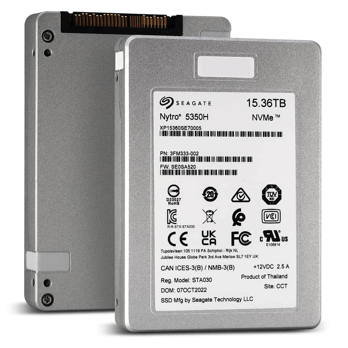 Seagate Nytro 5350H XP15360SE70005 3FM333-002 15.36TB PCIe Gen 4.0 x4 8GB/s 3D TLC U.3 NVMe 2.5in Solid State Drive (XP15360SE70005) thumbnail