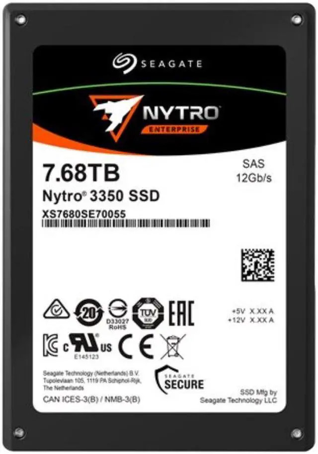 Seagate Nytro 3332 XS7680SE70055 7.68TB 1 DWPD SAS 12Gb/s 3D TLC 2.5in Solid State Drive (XS7680SE70055) thumbnail