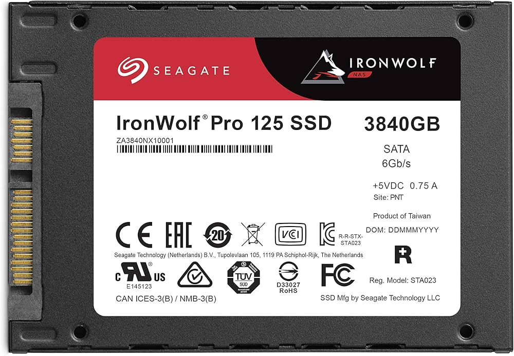 Seagate IronWolf Pro 125 ZA3840NX10001 3.84TB SATA 6Gb/s 2.5in Solid State Drive (ZA3840NX10001) thumbnail