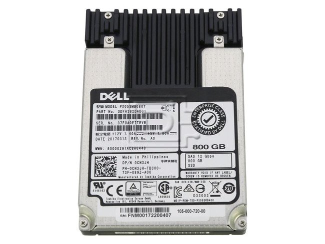 Toshiba G14 0CN3JH 800GB 10 DWPD SAS-3 12Gb/s MLC 2.5in Solid State Drive (0CN3JH_DELLG14) thumbnail