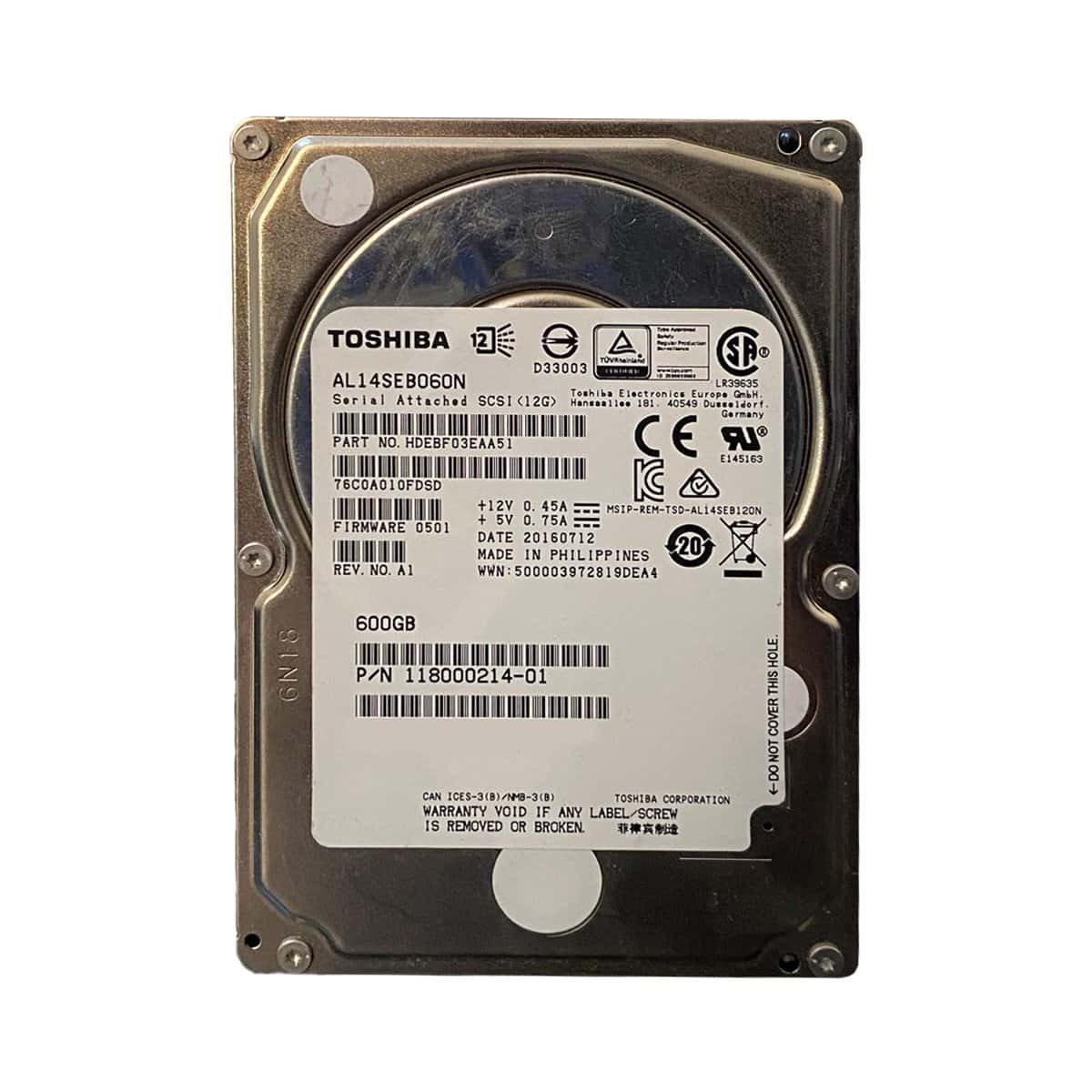 Toshiba AL14SEB060N 600GB 10K RPM SAS 12Gb/s 512e 2.5in Hard Drive (AL14SEB060N) thumbnail